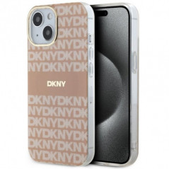 Kryt DKNY Repeat Texture Pattern Stripe na Apple iPhone 15 Plus MagSAFE Ružový