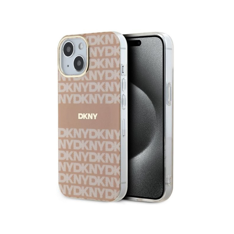 Kryt DKNY Repeat Texture Pattern Stripe na Apple iPhone 15 Plus MagSAFE  Ružový