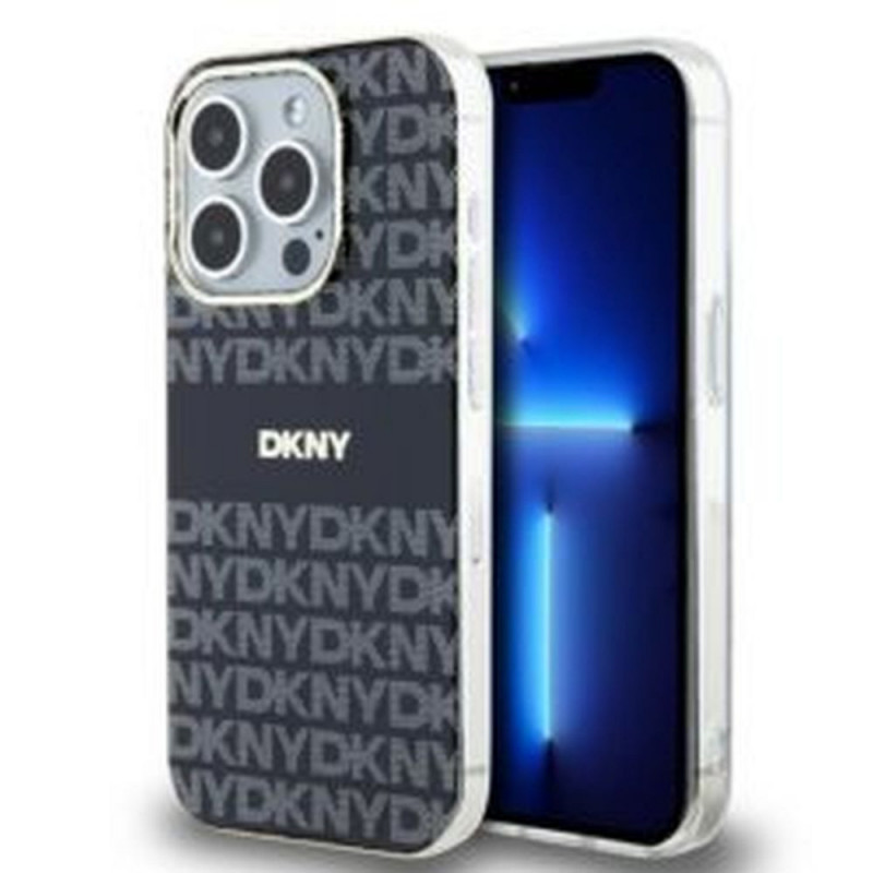 Kryt DKNY Repeat Texture Pattern Stripe na Apple iPhone 14 Pro MagSAFE  Čierny