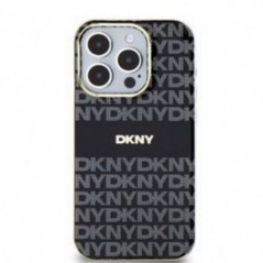 Kryt DKNY Repeat Texture Pattern Stripe na Apple iPhone 14 Pro MagSAFE  Čierny