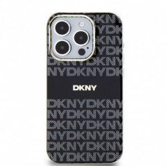 Kryt DKNY Repeat Texture Pattern Stripe na Apple iPhone 14 Pro Max MagSAFE  Čierny