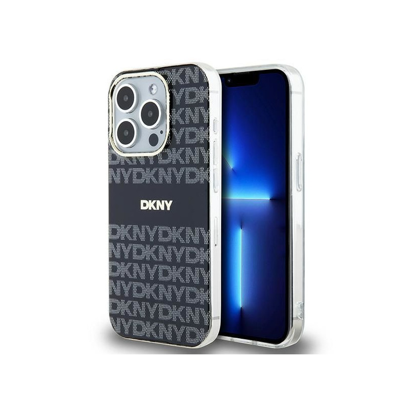 Kryt DKNY Repeat Texture Pattern Stripe na Apple iPhone 15 Pro MagSAFE  Čierny