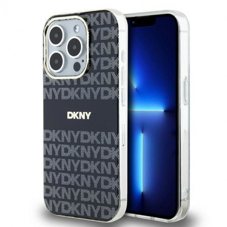 Kryt DKNY Repeat Texture Pattern Stripe na Apple iPhone 15 Pro Max MagSAFE  Čierny