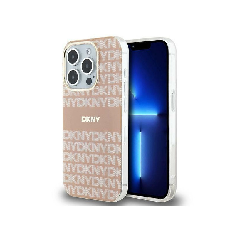 Kryt DKNY Repeat Texture Pattern Stripe na Apple iPhone 13 Pro MagSAFE  Ružový