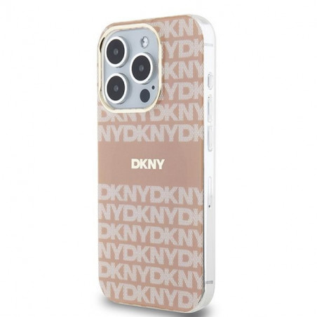 Kryt DKNY Repeat Texture Pattern Stripe na Apple iPhone 13 Pro MagSAFE  Ružový