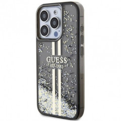 Kryt Guess Liquid Glitter Gold Stripes na Apple iPhone 15 Pro Max Čierny