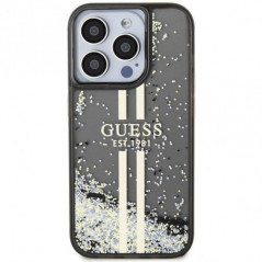 Kryt Guess Liquid Glitter Gold Stripes na Apple iPhone 15 Pro Max Čierny