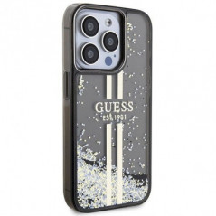Kryt Guess Liquid Glitter Gold Stripes na Apple iPhone 15 Pro Max Čierny