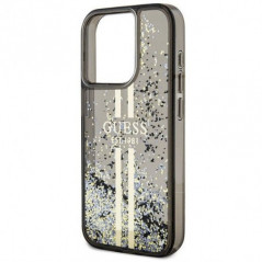 Kryt Guess Liquid Glitter Gold Stripes na Apple iPhone 15 Pro Max Čierny