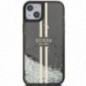 Kryt Guess Liquid Glitter Gold Stripes na Apple iPhone 15 Čierny