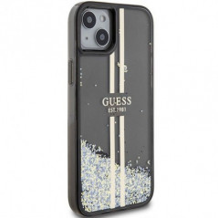 Kryt Guess Liquid Glitter Gold Stripes na Apple iPhone 15 Čierny
