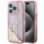Kryt Guess Liquid Glitter Gold Stripes na Apple iPhone 15 Pro Max Ružový