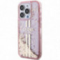 Kryt Guess Liquid Glitter Gold Stripes na Apple iPhone 15 Pro Max Ružový