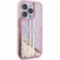 Kryt Guess Liquid Glitter Gold Stripes na Apple iPhone 15 Pro Max Ružový
