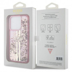 Kryt Guess Liquid Glitter Gold Stripes na Apple iPhone 15 Pro Max Ružový