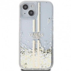 Kryt Guess Liquid Glitter Gold Stripes na Apple iPhone 15 Plus Transparentný