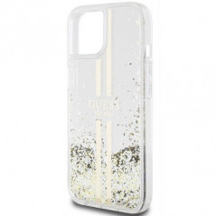 Kryt Guess Liquid Glitter Gold Stripes na Apple iPhone 15 Plus Transparentný
