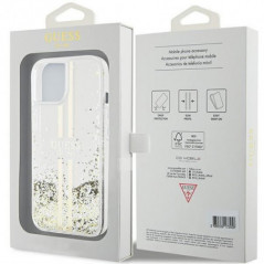 Kryt Guess Liquid Glitter Gold Stripes na Apple iPhone 15 Plus Transparentný
