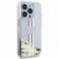 Kryt Guess Liquid Glitter Gold Stripes na Apple iPhone 15 Pro Transparentný