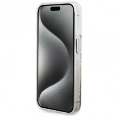 Kryt Guess Liquid Glitter Gold Stripes na Apple iPhone 15 Pro Transparentný