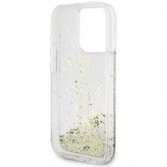 Kryt Guess Liquid Glitter Gold Stripes na Apple iPhone 15 Pro Transparentný