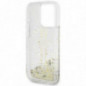 Kryt Guess Liquid Glitter Gold Stripes na Apple iPhone 15 Pro Transparentný
