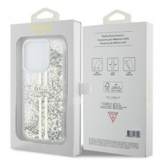 Kryt Guess Liquid Glitter Gold Stripes na Apple iPhone 15 Pro Transparentný