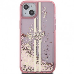 Kryt Guess Liquid Glitter Gold Stripes na Apple iPhone 15 Plus Ružový