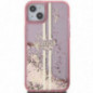 Kryt Guess Liquid Glitter Gold Stripes na Apple iPhone 15 Plus Ružový