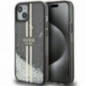 Kryt Guess Liquid Glitter Gold Stripes na Apple iPhone 15 Plus Čierny