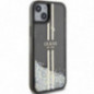 Kryt Guess Liquid Glitter Gold Stripes na Apple iPhone 15 Plus Čierny