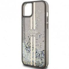 Kryt Guess Liquid Glitter Gold Stripes na Apple iPhone 15 Plus Čierny