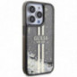 Kryt Guess Liquid Glitter Gold Stripes na Apple iPhone 15 Pro Čierny