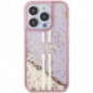 Kryt Guess Liquid Glitter Gold Stripes na Apple iPhone 15 Pro Ružový