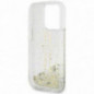 Kryt Guess Liquid Glitter Gold Stripes na Apple iPhone 15 Pro Max Transparentný