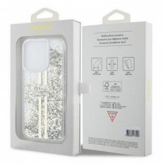 Kryt Guess Liquid Glitter Gold Stripes na Apple iPhone 15 Pro Max Transparentný