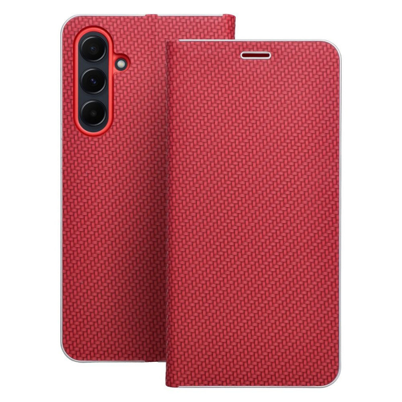 Peňaženkové puzdro LUNA Book Carbon na XIAOMI Redmi Note 13 4G Uhlíkové vlákno, Elegant  Červený