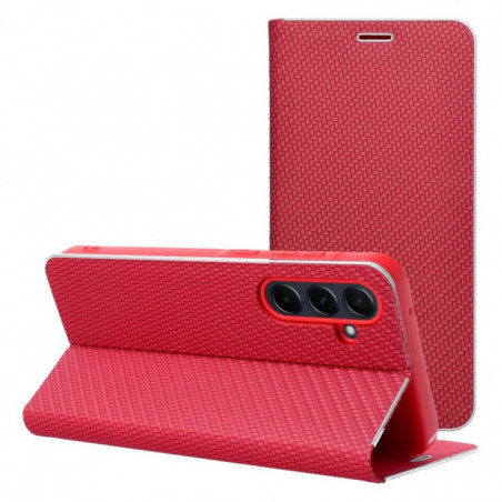 Peňaženkové puzdro LUNA Book Carbon na XIAOMI Redmi Note 13 Pro 5G Uhlíkové vlákno, Elegant Červený
