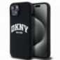 Kryt DKNY Silicone White Arch Logo na Apple iPhone 15 MagSAFE  Čierny