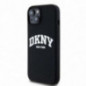 Kryt DKNY Silicone White Arch Logo na Apple iPhone 15 MagSAFE  Čierny