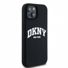 Kryt DKNY Silicone White Arch Logo na Apple iPhone 15 MagSAFE  Čierny