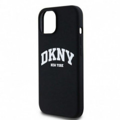 Kryt DKNY Silicone White Arch Logo na Apple iPhone 15 MagSAFE  Čierny