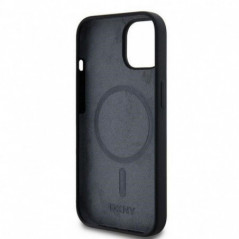 Kryt DKNY Silicone White Arch Logo na Apple iPhone 15 MagSAFE  Čierny