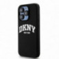 Kryt DKNY Silicone White Arch Logo na Apple iPhone 15 Plus MagSAFE  Čierny