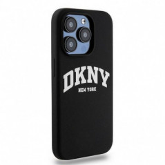 Kryt DKNY Silicone White Arch Logo na Apple iPhone 15 Plus MagSAFE  Čierny