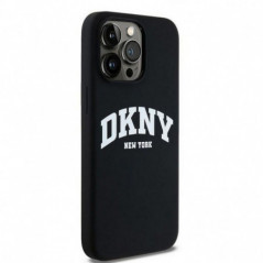 Kryt DKNY Silicone White Arch Logo na Apple iPhone 15 Pro Max MagSAFE  Čierny