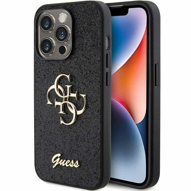 Kryt Guess Fixed Glitter Big 4G na Apple iPhone 15 Pro Čierny