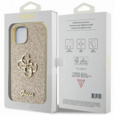 Kryt Guess Fixed Glitter Big 4G na Apple iPhone 15 Zlatý
