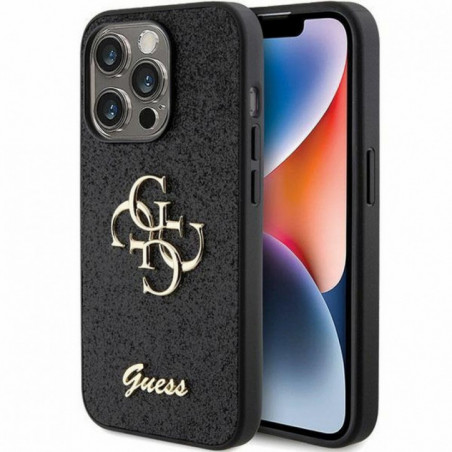 Kryt Guess Fixed Glitter Big 4G na Apple iPhone 15 Pro Max Čierny