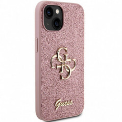 Kryt Guess Fixed Glitter Big 4G na Apple iPhone 15 Ružový